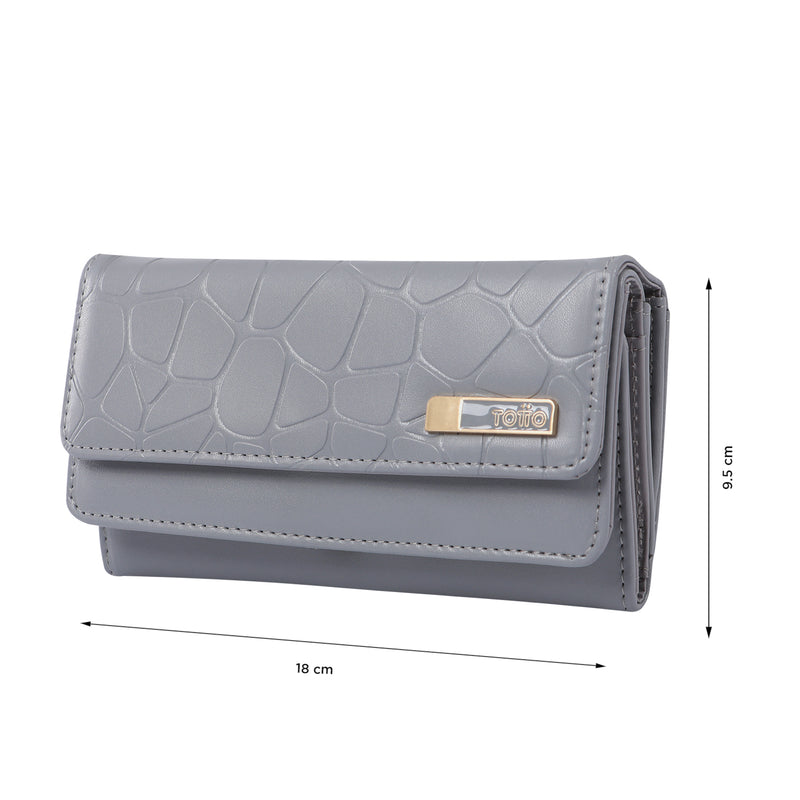 Billetera Para Mujer Subra Grande Gris