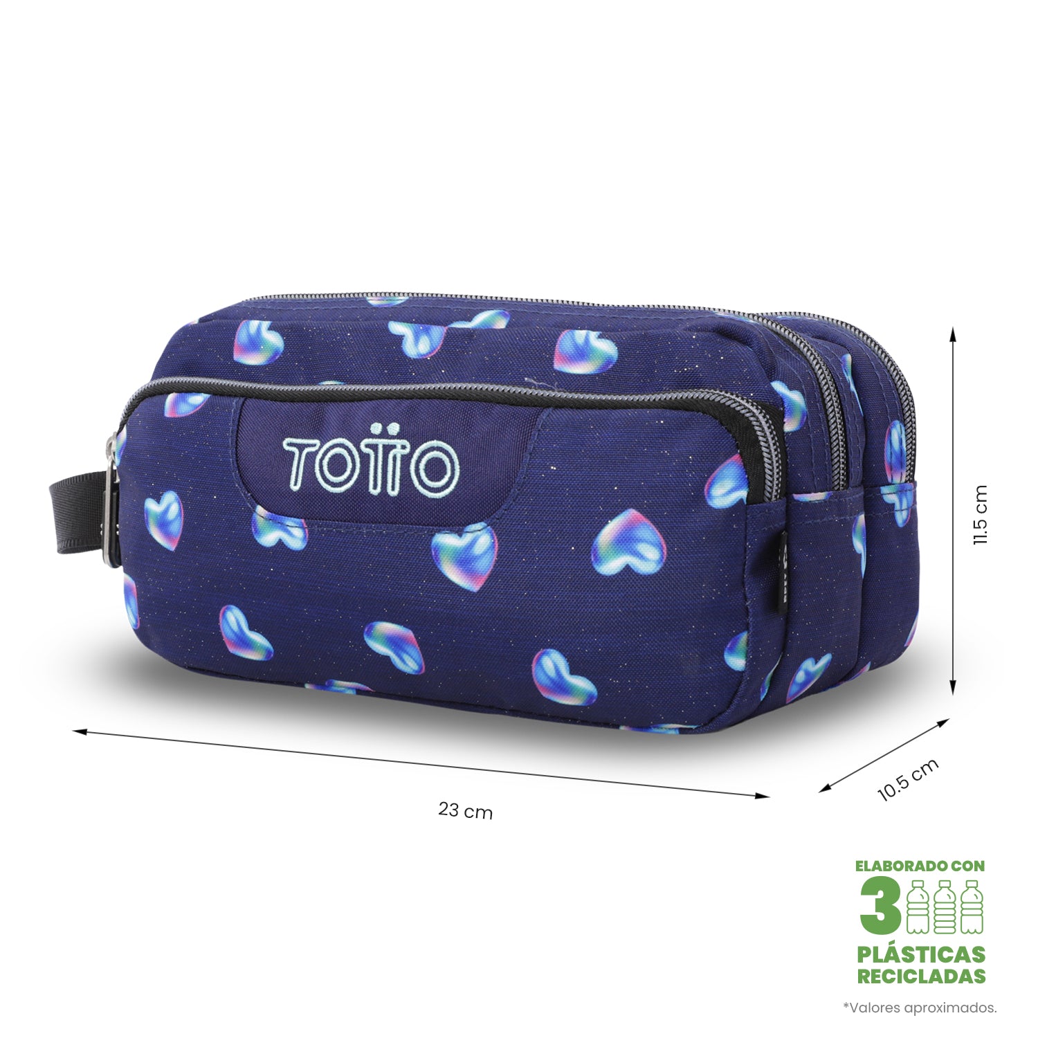 Cartuchera Multiuso Agapec Glitter Grande Azul Mujer