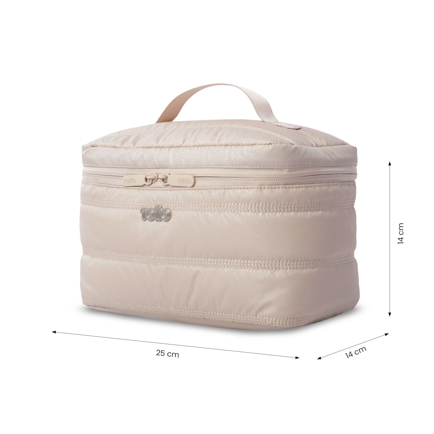 Cosmetiquera Multiuso Moxi Grande Beige/Metálico