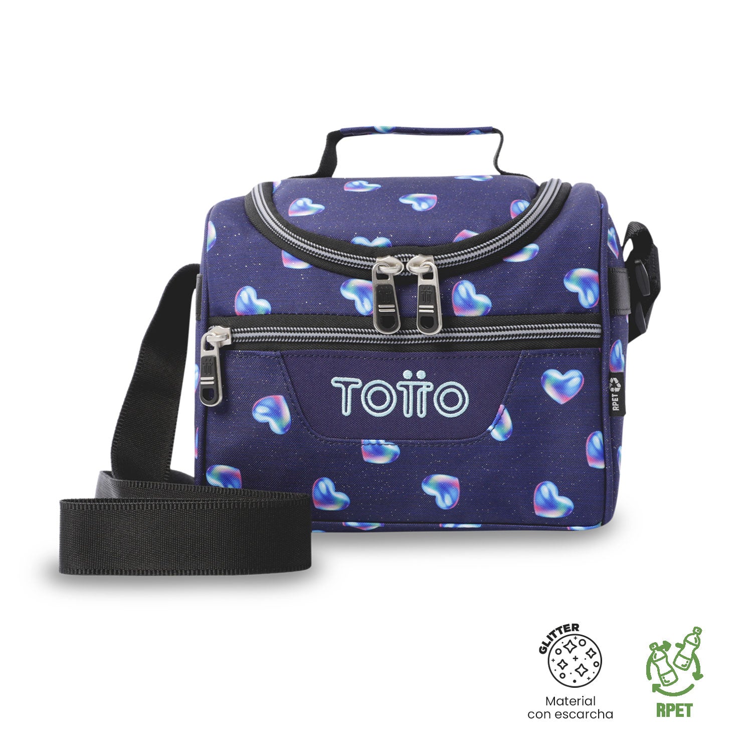 Lonchera Térmica para Mujer Pizarra Glitter Mediana Azul