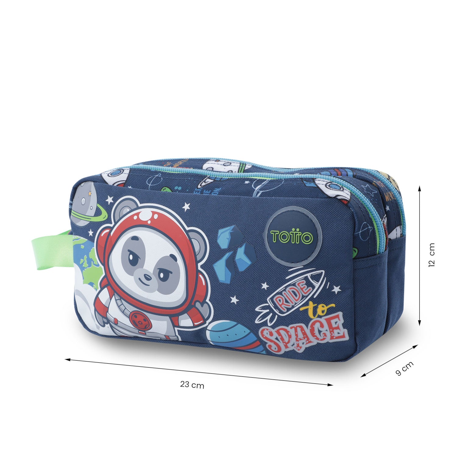 Cartuchera Escolar Grande para Niño 2 Cuerpos Panda Space Azul