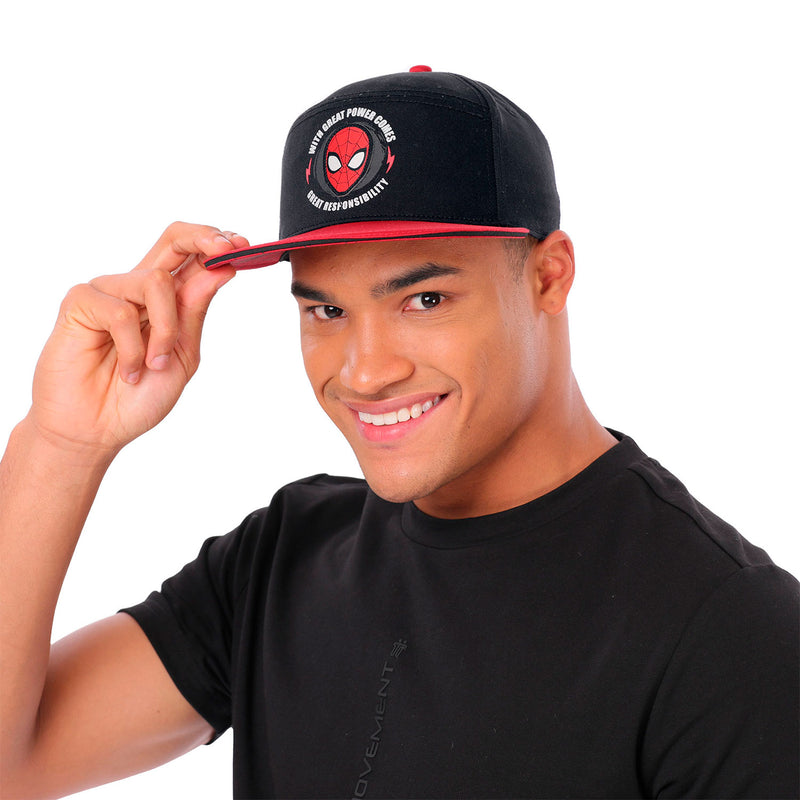 Gorra Plana Spiderman Red Negra