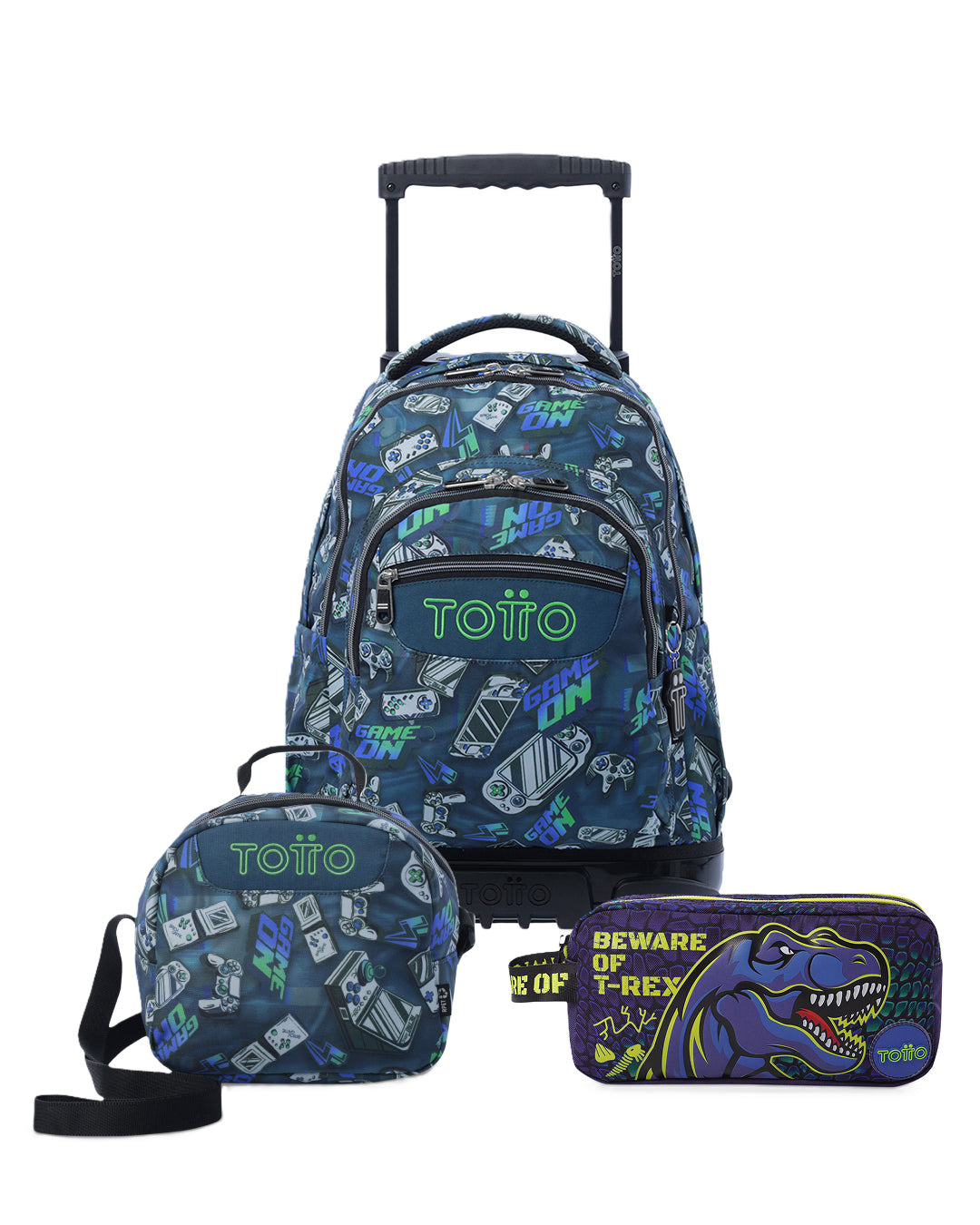 Combo Escolar Niño X3 Maleta Ruedas+Lonchera+Multiuso