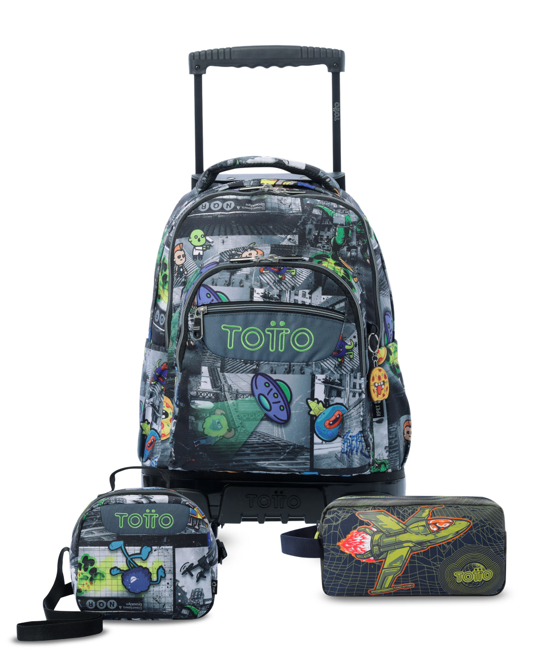 Combo Escolar Niño X3 Maleta Ruedas+Lonchera+Multiuso