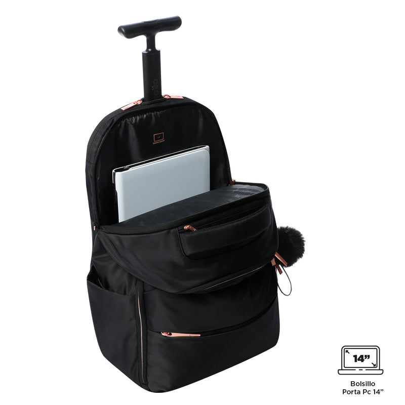 Morral de ruedas para Mujer Trolley color Negro