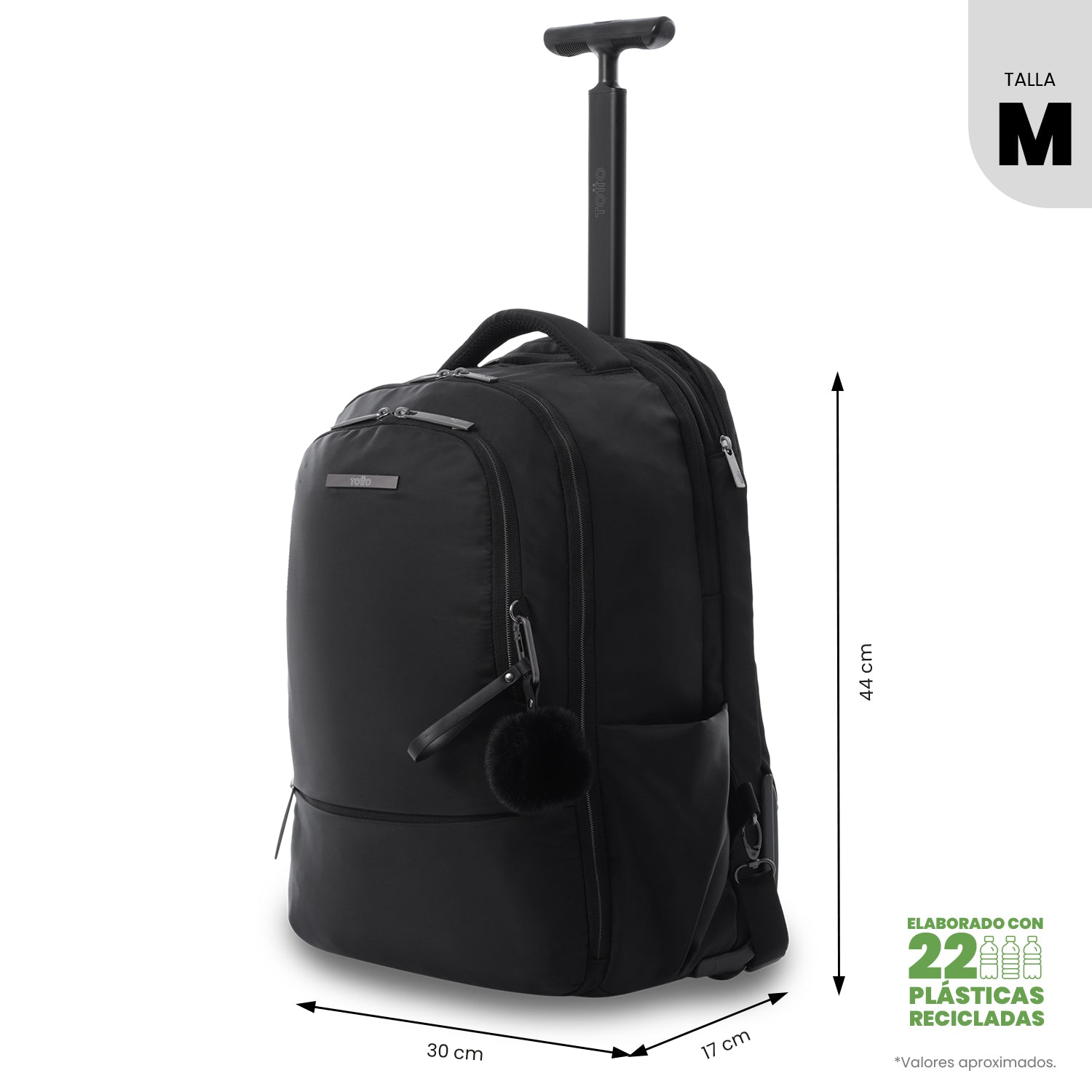 Morral con Ruedas para Viaje Trolley Mediano Negro