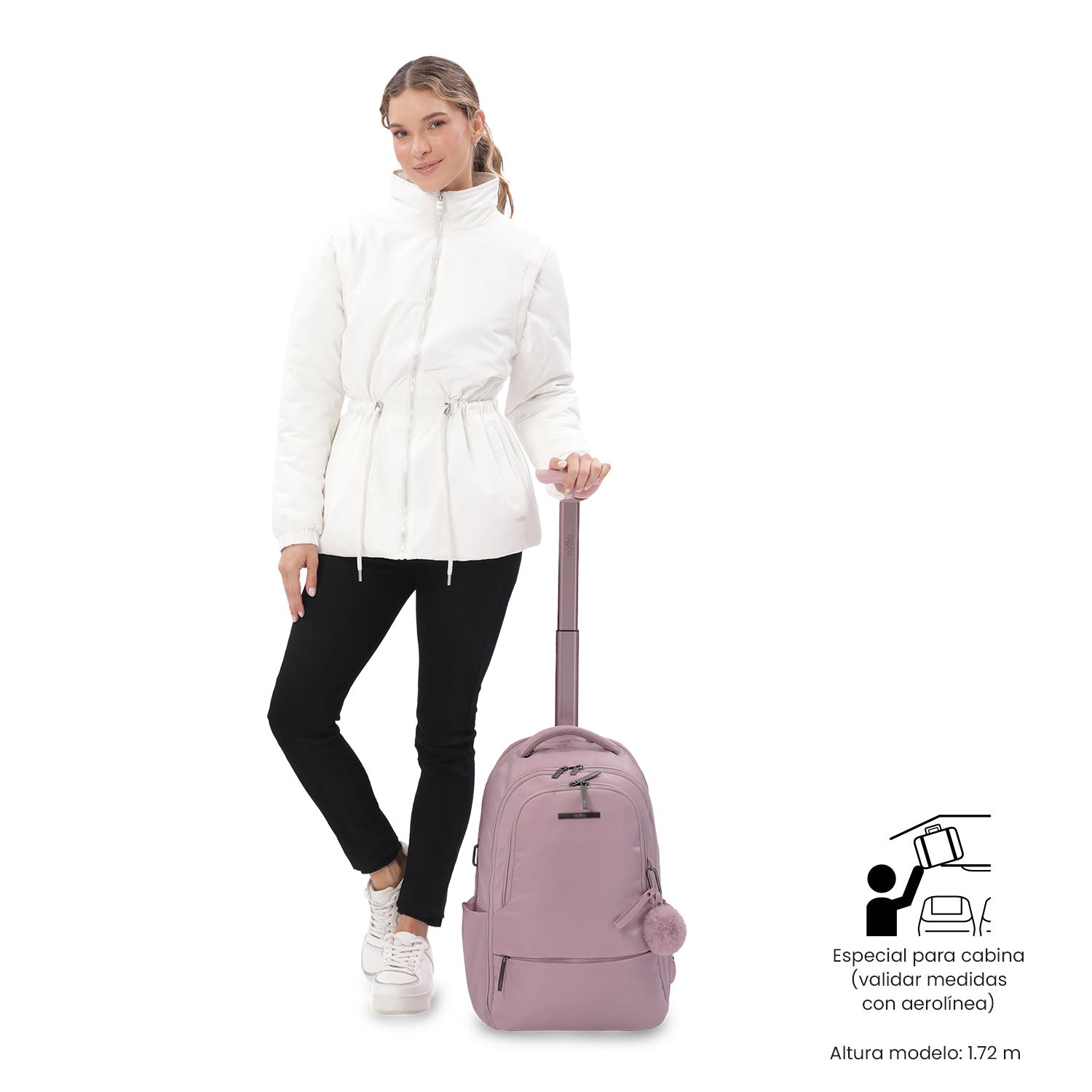 Morral con Ruedas para Viaje Trolley Mediano Rosado