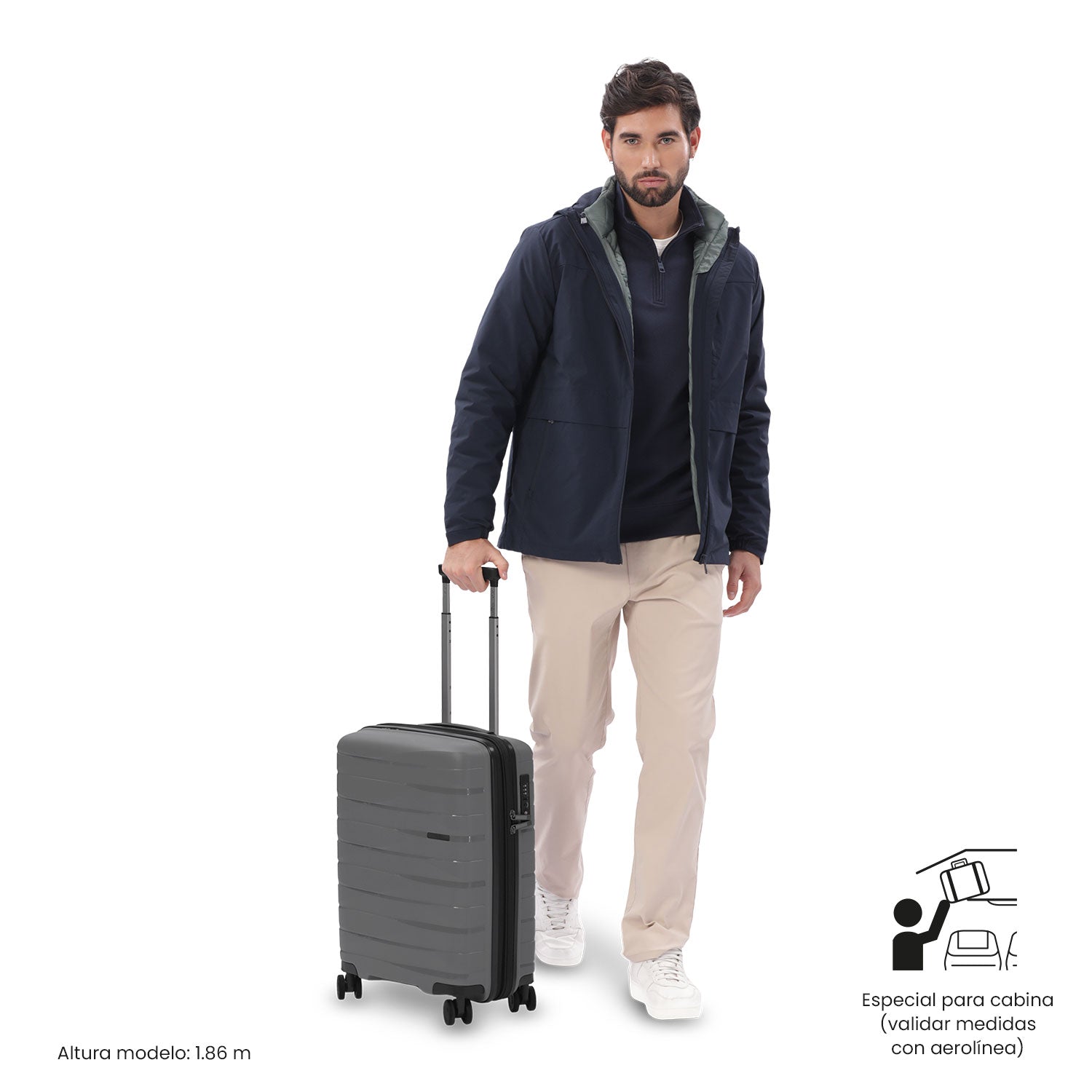 Maleta de Cabina 360 Glide 10 kilos Gris