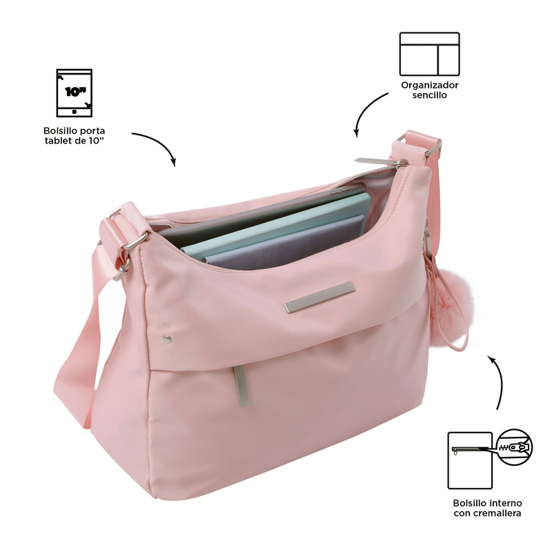 Bolso Mujer Porta Pc 10" Adelaide 1 2.0 Rosado