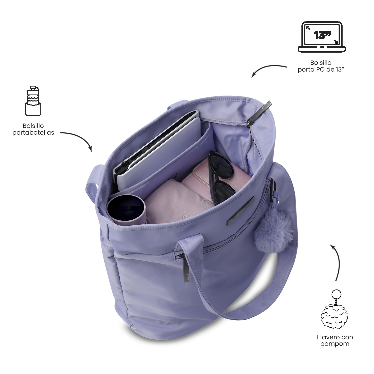 'Tote Bag para Mujer Adelaide 2 2.0 Porta PC 13" Morado