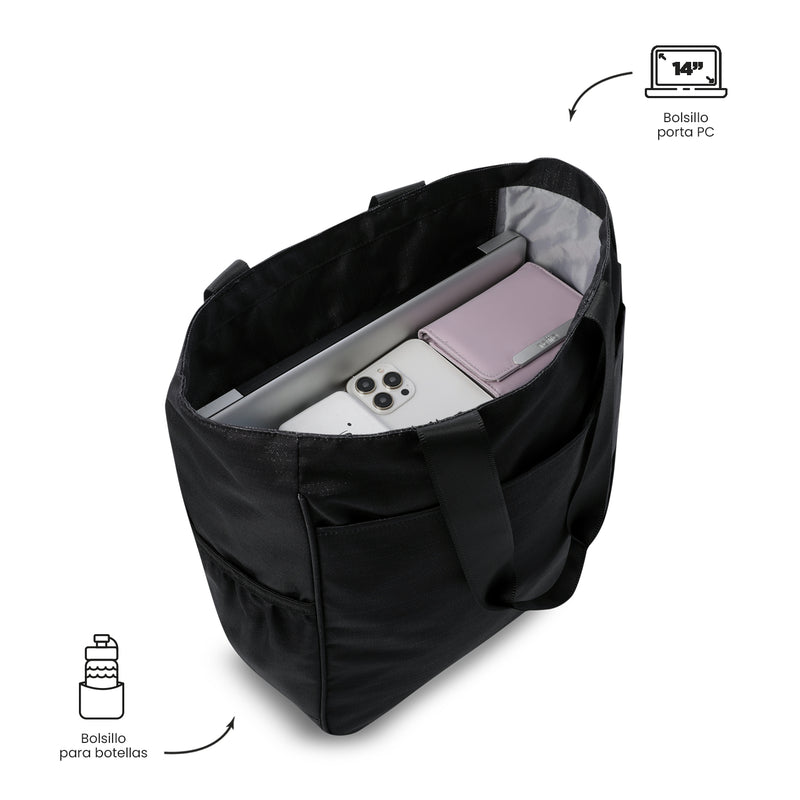 'Shopping Bag para Mujer Cutara Neo Porta PC 14" Grande Negro