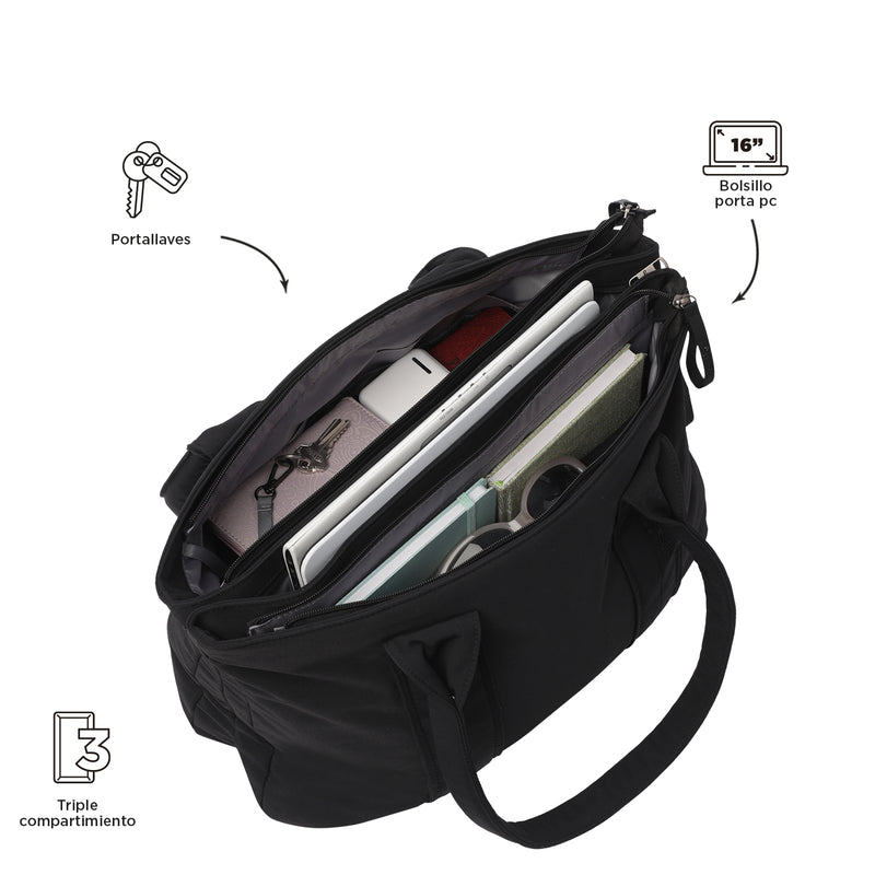 Shopping Bag para Mujer Sicilia Porta PC 16" Negro