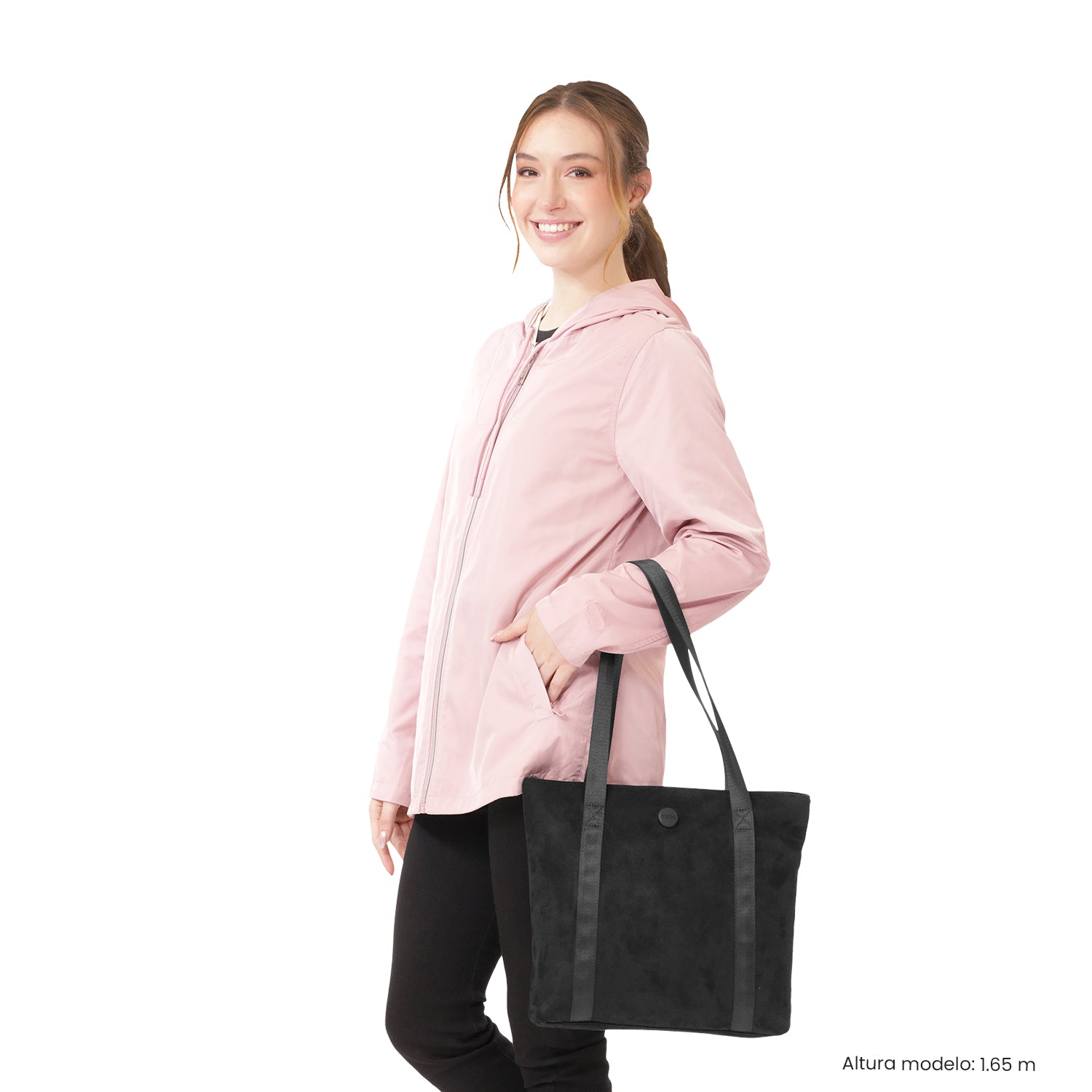 Tote Bag para Mujer Mixi Gam en Gamuza Mediano Negro