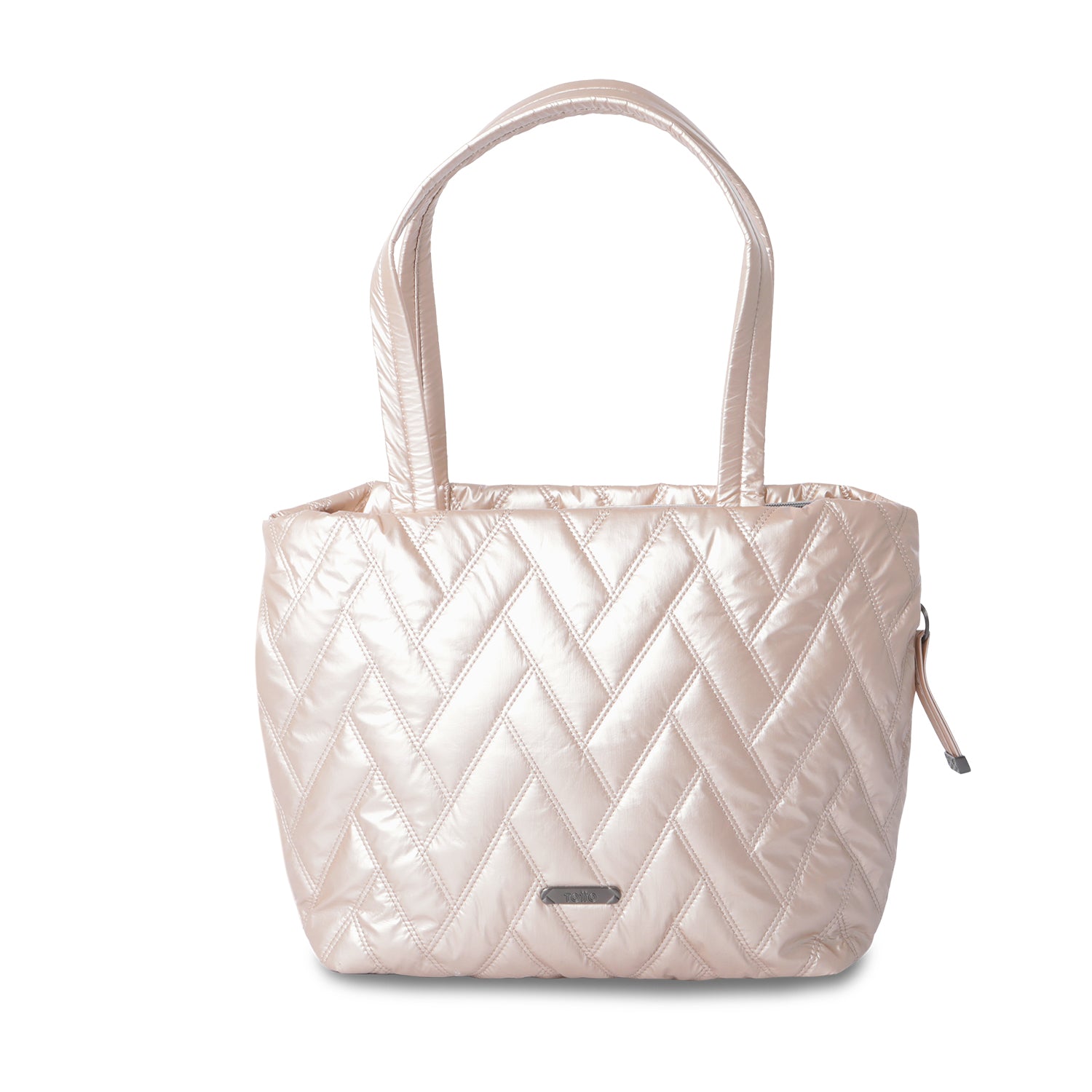 Shopping Bag Mediano para Mujer Savanha Beige/Metalizado