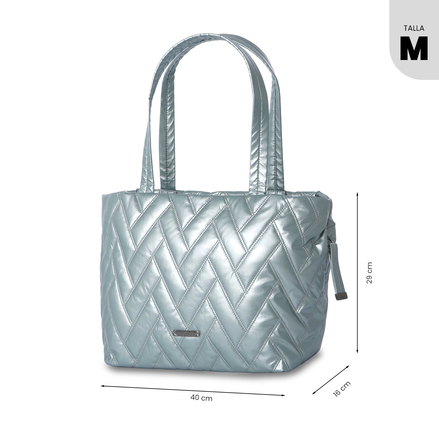 Shopping Bag Mediano para Mujer Savanha verde/Metalizado
