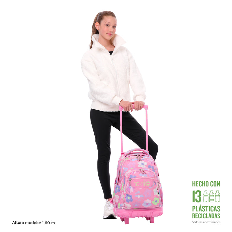 Morral Ruedas Niña Porta PC 15.4" Renglon Rosado