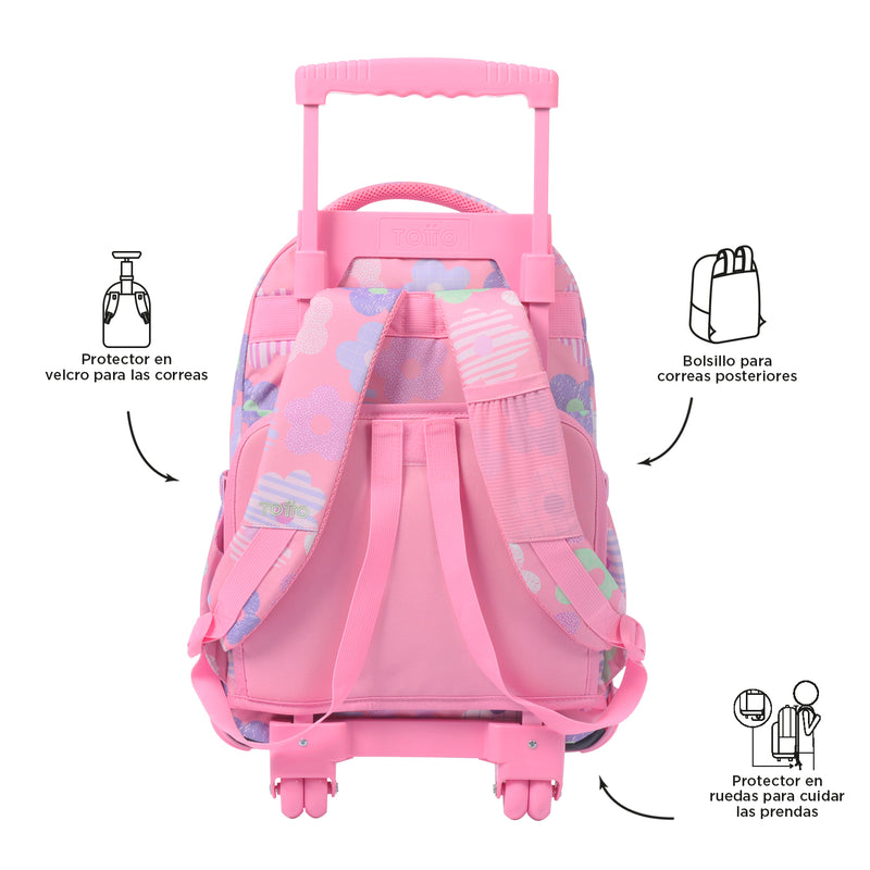 Morral Ruedas Niña Porta PC 15.4" Renglon Rosado