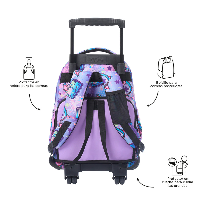 Morral Ruedas Niña Porta PC 15.4" Renglon Rosado