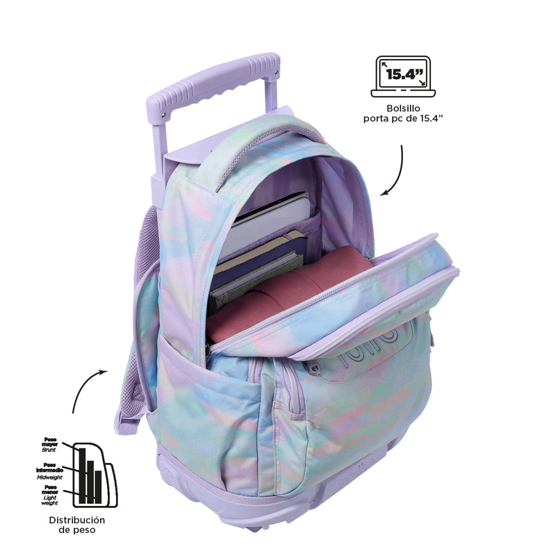 Morral Ruedas Niña Porta PC 15.4" Renglon Rosado