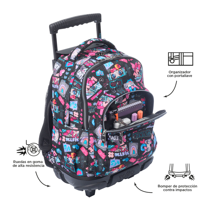 Morral Ruedas Niña Porta PC 15.4" Renglon Rosado