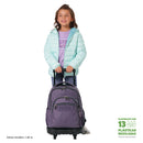 Morral Ruedas Niña Porta PC 15.4" Renglones Glitter Morado