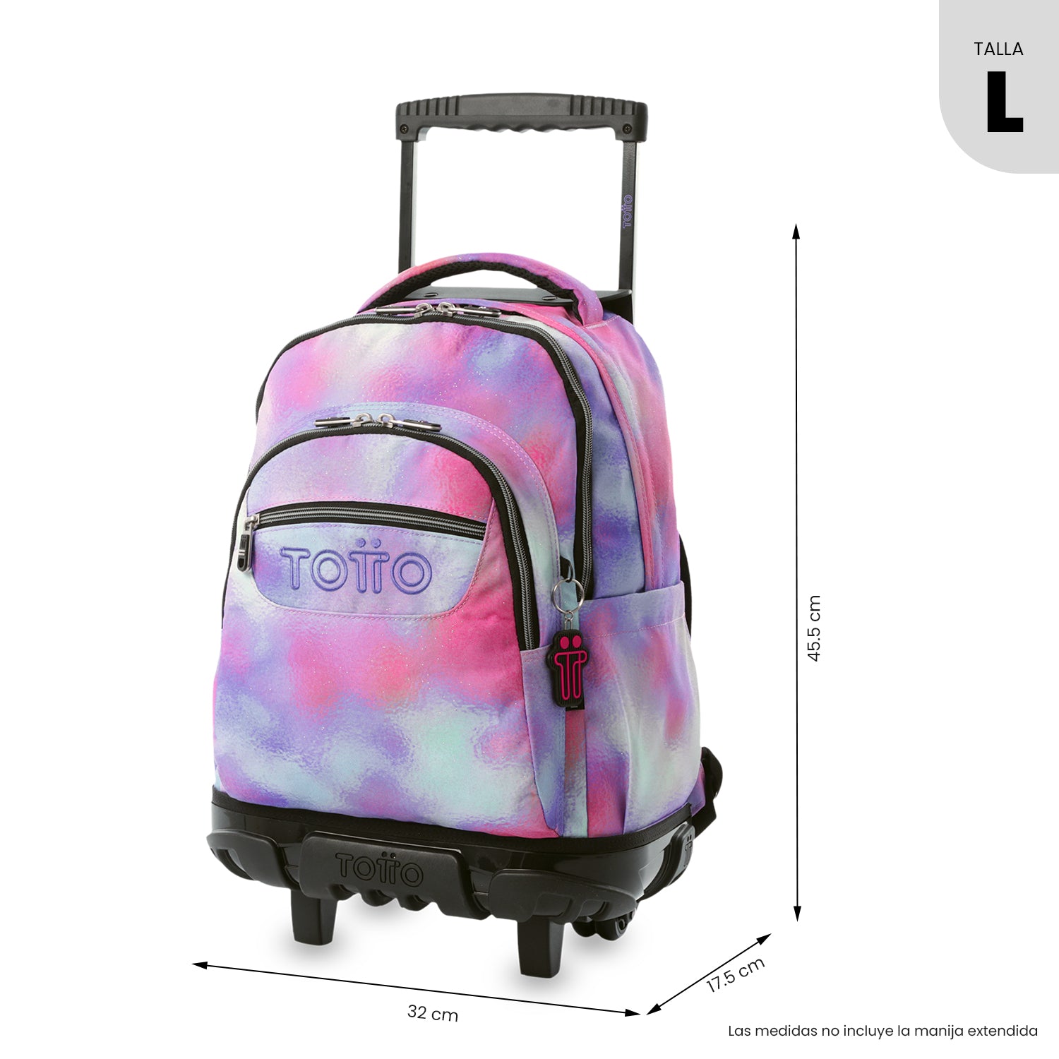 Maleta para Niña con ruedas Porta PC 15.4" Renglón Glitter Rosado