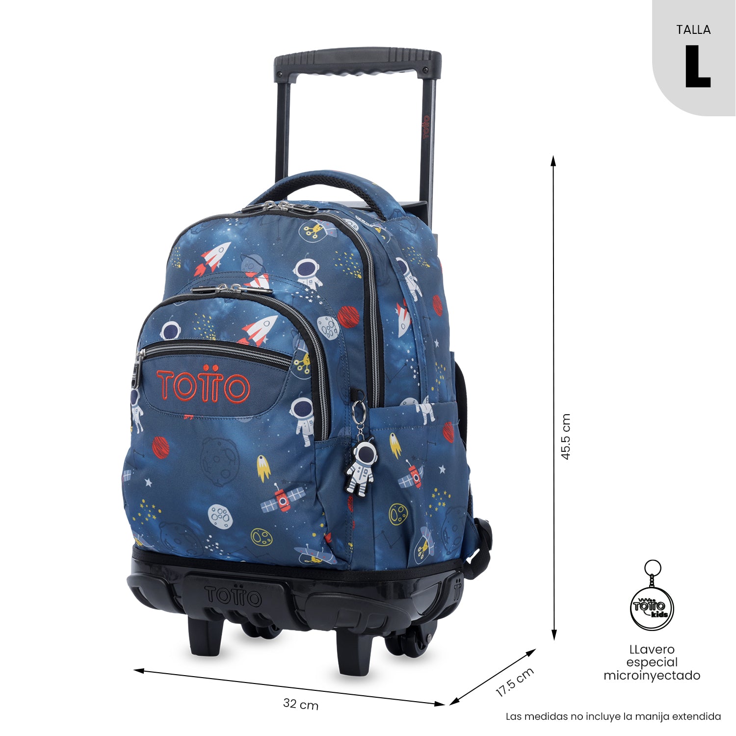 Maleta para Niño con ruedas Renglones Grande Azul
