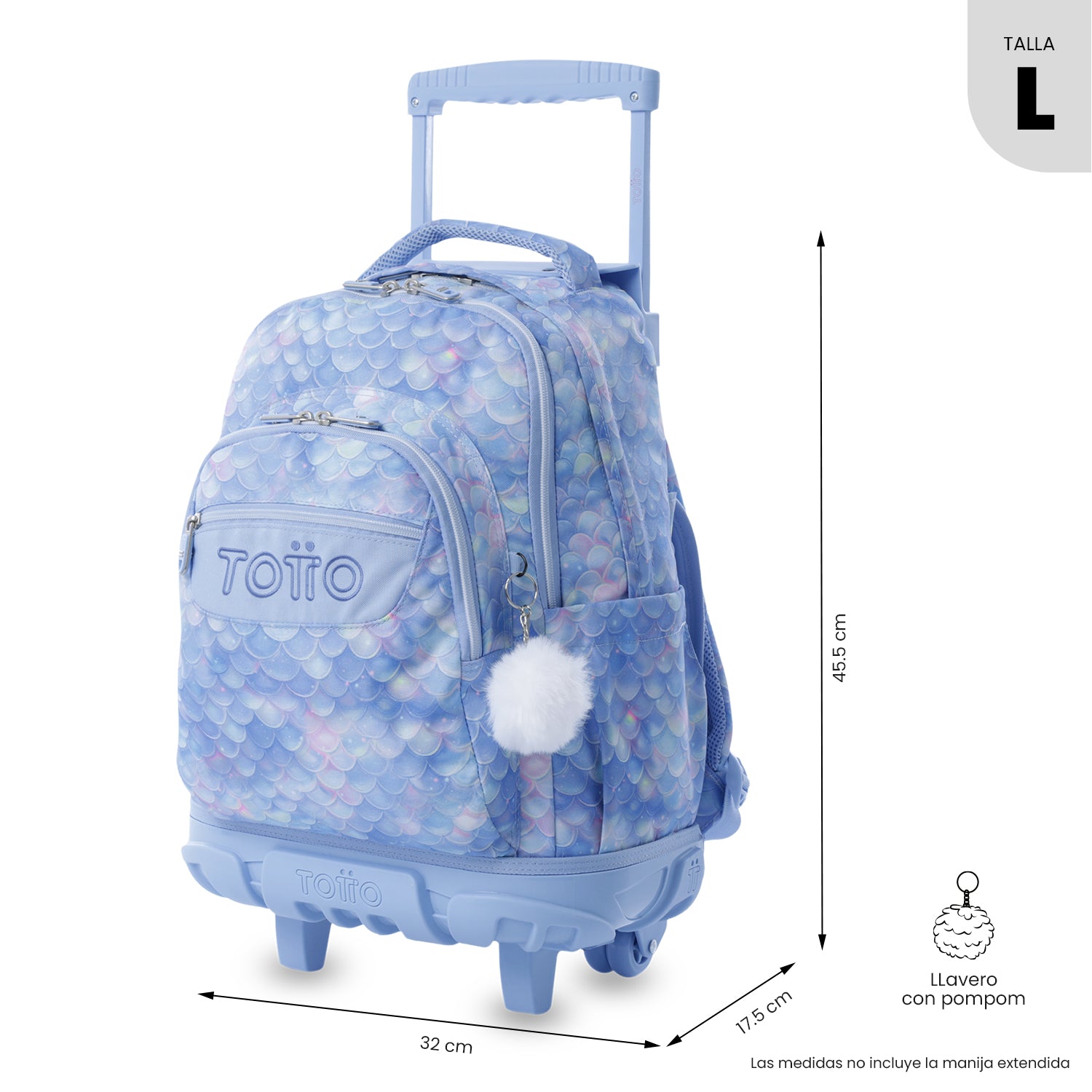 Maleta para Niña con ruedas Renglones Grande Azul