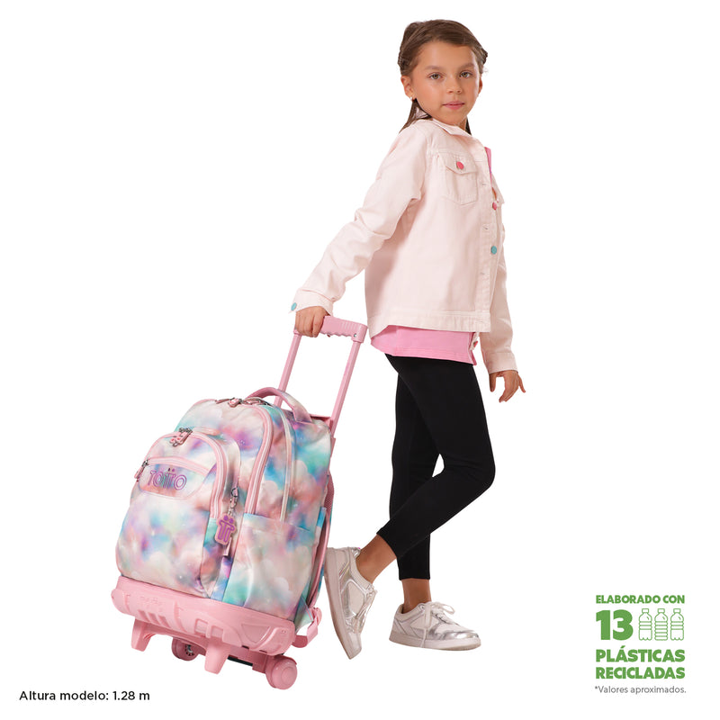 Morral Ruedas Niño Porta PC 15.4" Bomper Renglones Gris