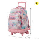 Morral Ruedas Niña Porta PC 15.4" Renglones Glitter Morado