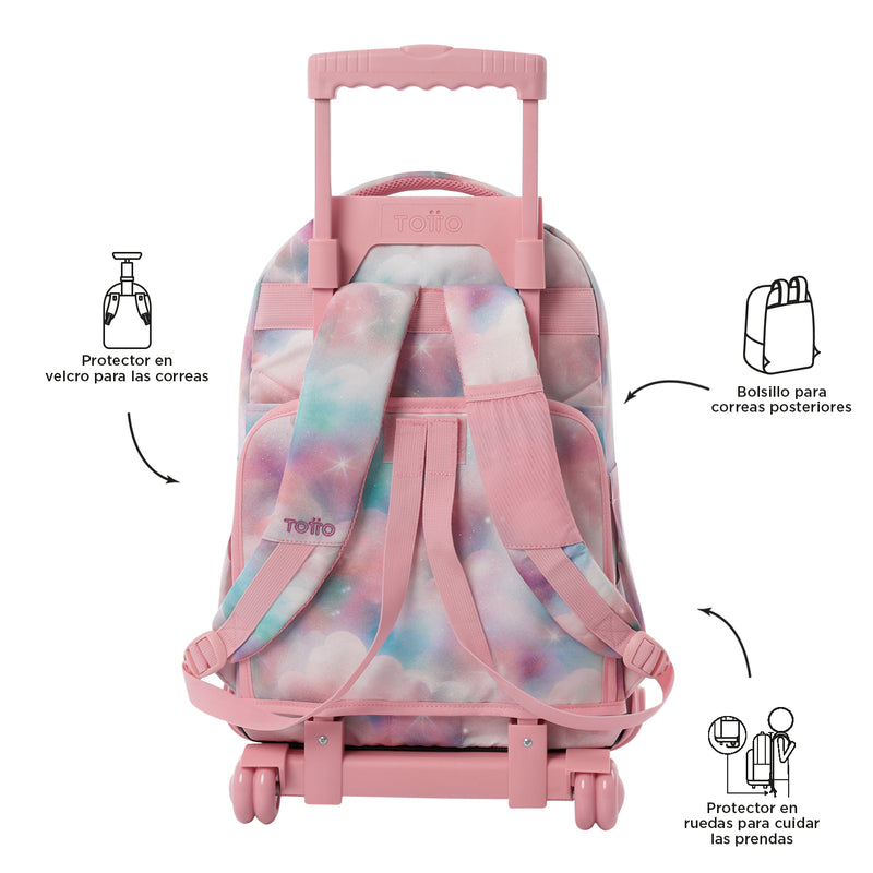 Morral Ruedas Niño Porta PC 15.4" Bomper Renglones Gris