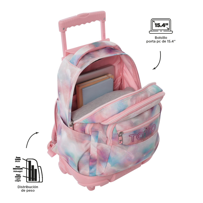 Morral Ruedas Niño Porta PC 15.4" Bomper Renglones Gris