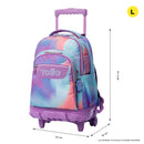 Morral Ruedas Niña Porta PC 15.4" Renglones Glitter Morado