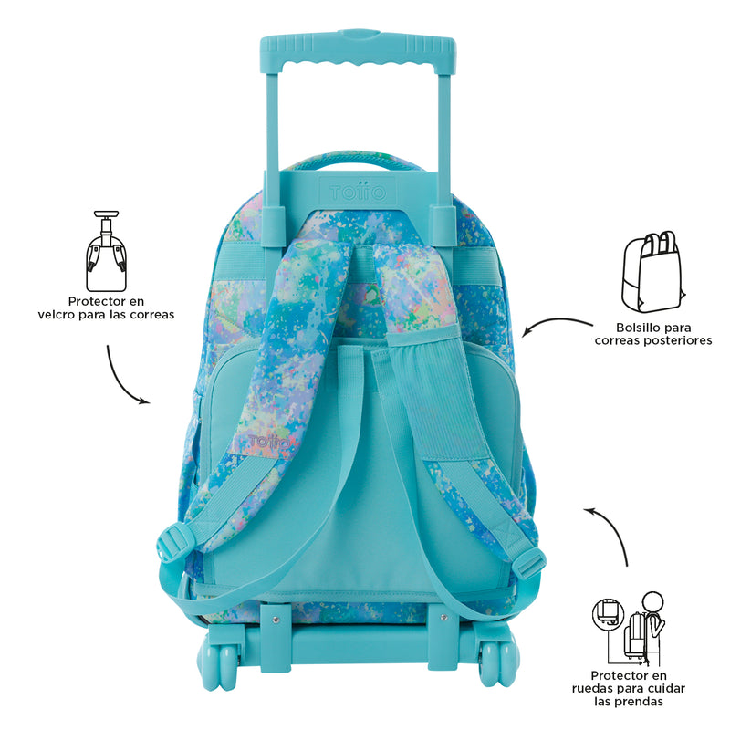 Morral Ruedas Niño Porta PC 15.4" Bomper Renglones Gris