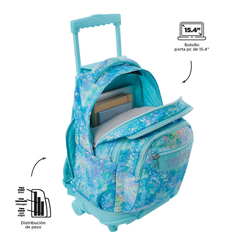 Morral Ruedas Niño Porta PC 15.4" Bomper Renglones Gris