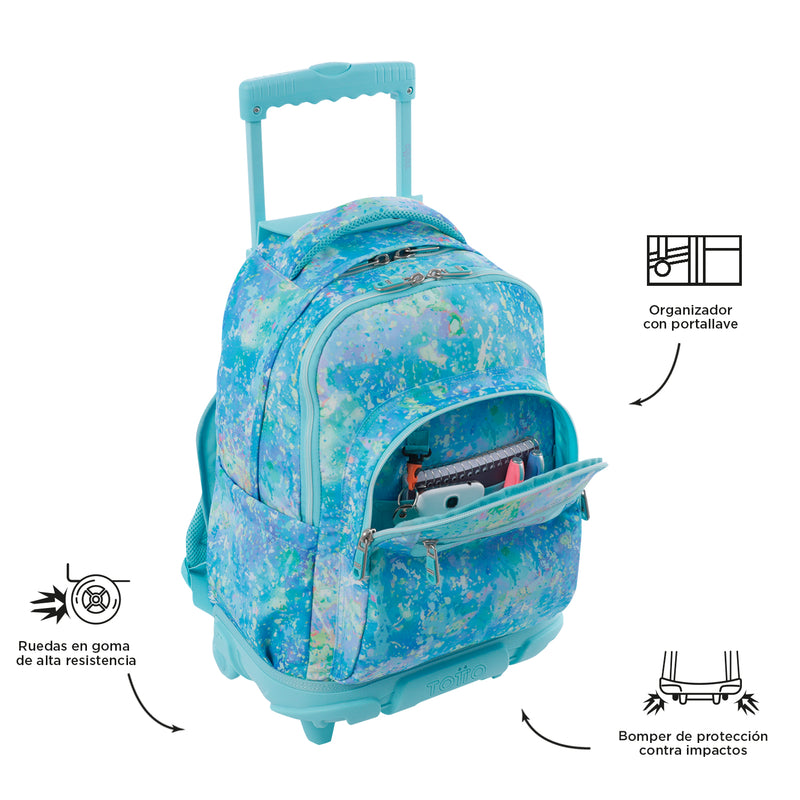 Morral Ruedas Niño Porta PC 15.4" Bomper Renglones Gris