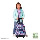 Morral Ruedas Niña Porta PC 15.4" Renglones Glitter Morado