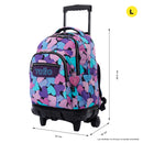 Morral Ruedas Niña Porta PC 15.4" Renglones Glitter Morado