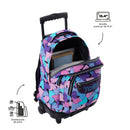 Morral Ruedas Niña Porta PC 15.4" Renglones Glitter Morado