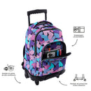 Morral Ruedas Niña Porta PC 15.4" Renglones Glitter Morado