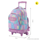 Morral Ruedas Niña Porta PC 15.4" Renglones Glitter Morado