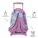 Morral Ruedas Niña Porta PC 15.4" Renglones Glitter Morado
