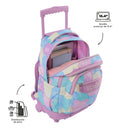 Morral Ruedas Niña Porta PC 15.4" Renglones Glitter Morado