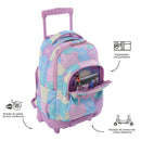 Morral Ruedas Niña Porta PC 15.4" Renglones Glitter Morado