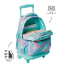 Morral Ruedas Niña Porta PC 15.4" Renglones Glitter Morado