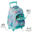 Morral Ruedas Niña Porta PC 15.4" Renglones Glitter Morado