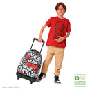 Morral Ruedas Niña Porta PC 15.4" Renglones Glitter Morado