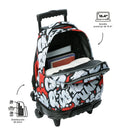 Morral Ruedas Niña Porta PC 15.4" Renglones Glitter Morado