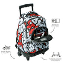 Morral Ruedas Niña Porta PC 15.4" Renglones Glitter Morado