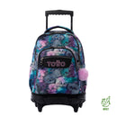 Morral Ruedas Niña Porta PC 15.4" Renglones Glitter Morado